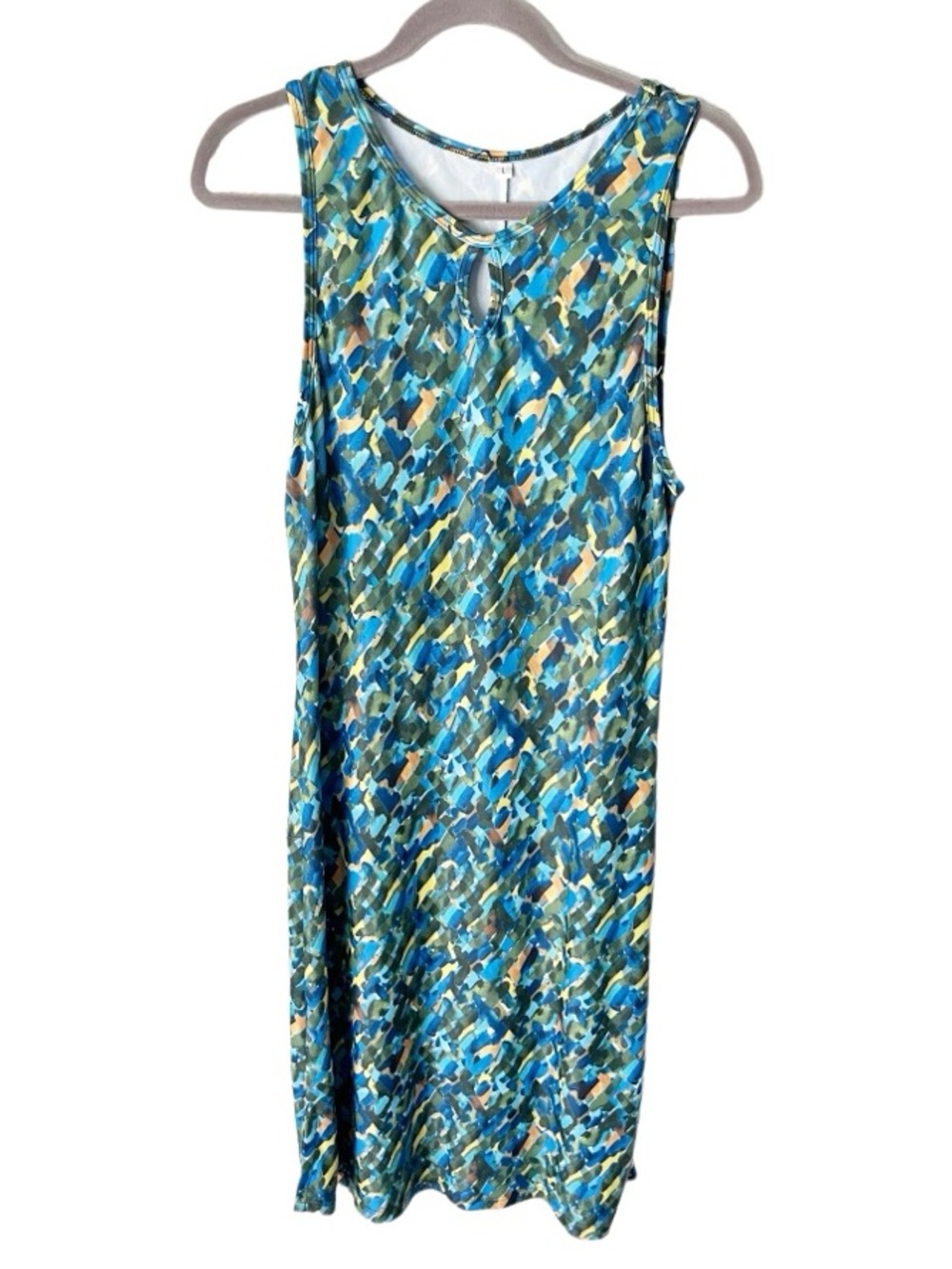 Nuu Muu Blue & Green Geometric Ruu-Muu Back Pocket Tennis Dress Size Large‎